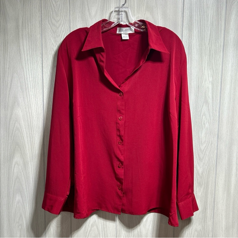 Linea Donna Red Button Up Shirt Size 2X